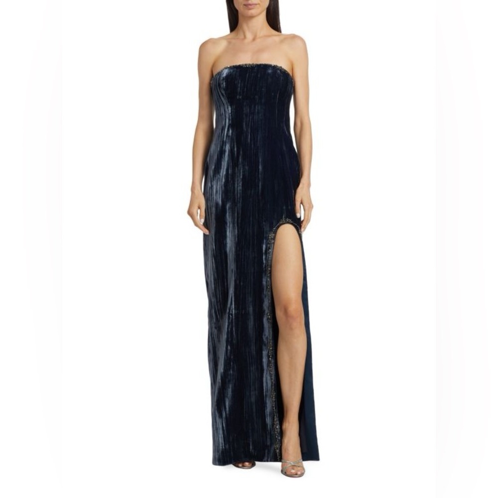 Cinq a Sept 5a7 Eponnie Gown Maxi Dress 
Blue Velvet Formal Cocktail Dress